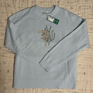 Simons Light Blue Sweater with Embroidered Aquarium Design